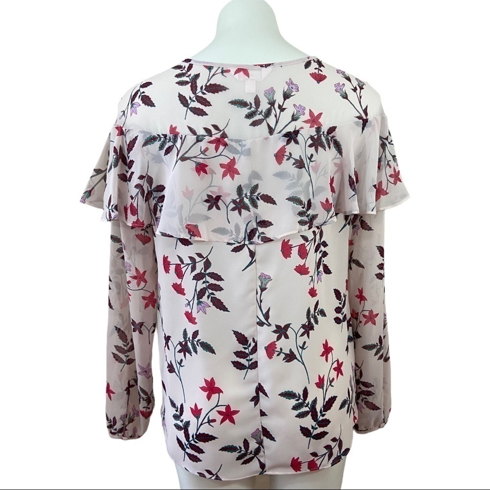 🌻Lauren Conrad Pink Sheer Top Blouse Long Sleeve - Picture 7 of 9